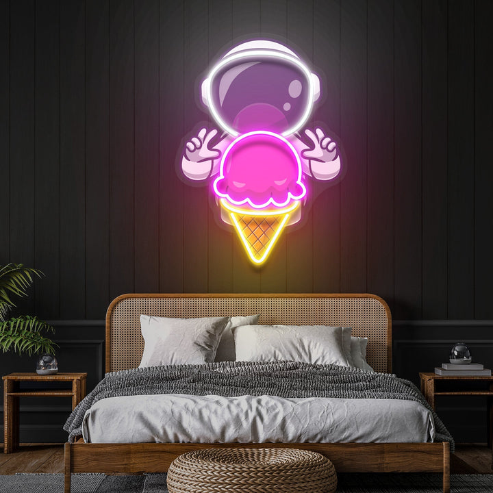 Astronaut Ice Cream Art work Led Neon Sign Light