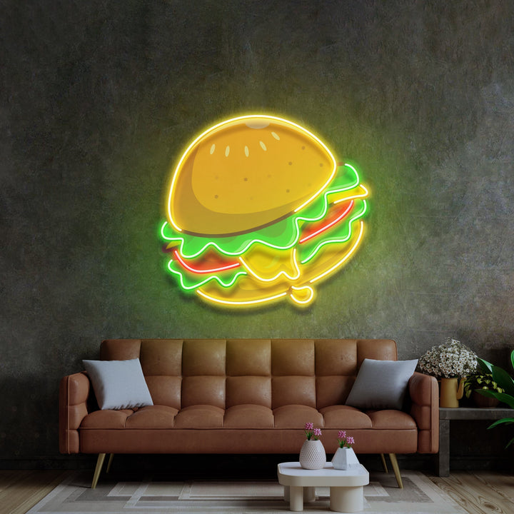 Cheese Burger Cartoon LED Neon Sign Light Pop Art