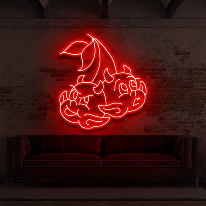 "Devil Cherries" Neon Sign for Tattoo Parlours