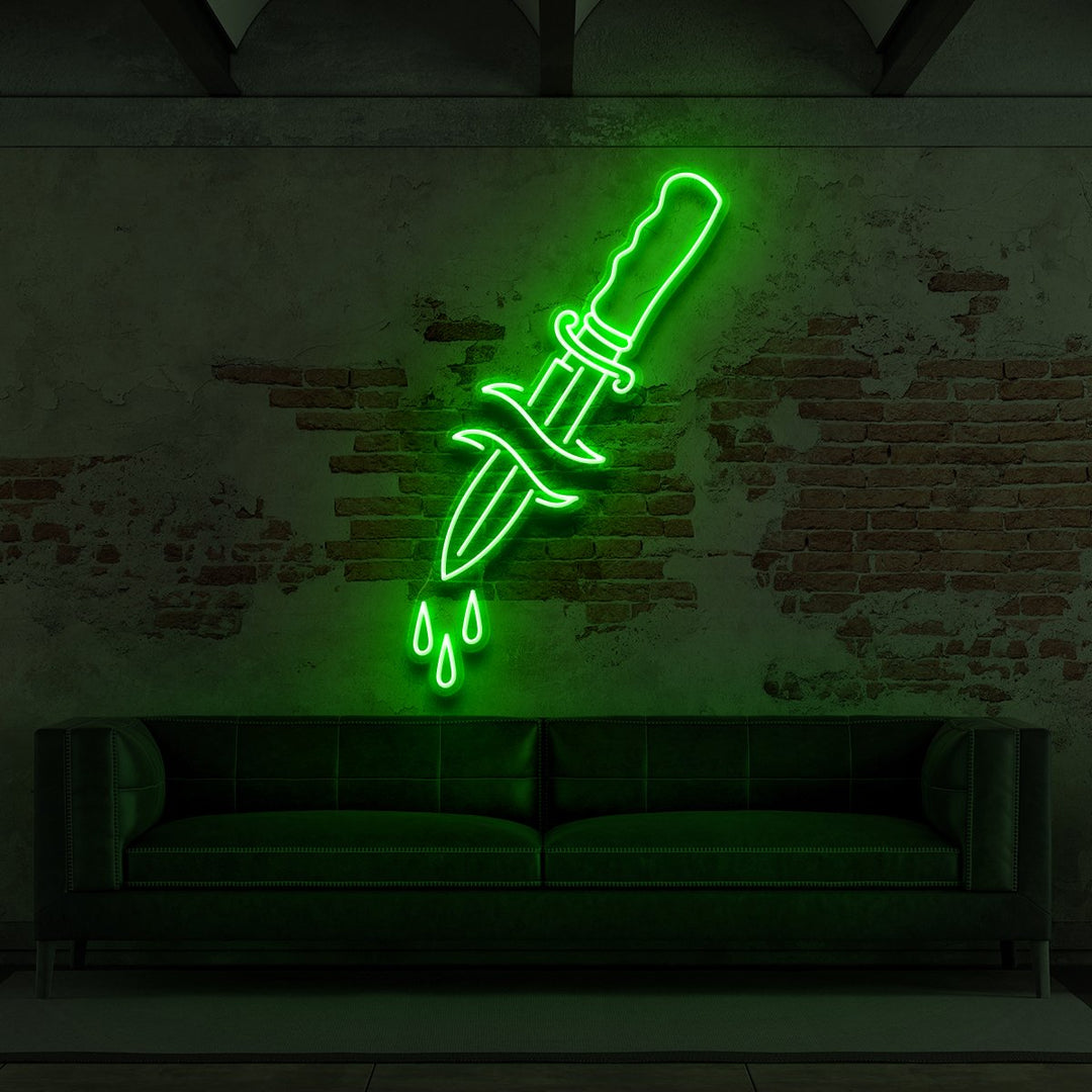 "Dripping Dagger" Neon Sign for Tattoo Parlours