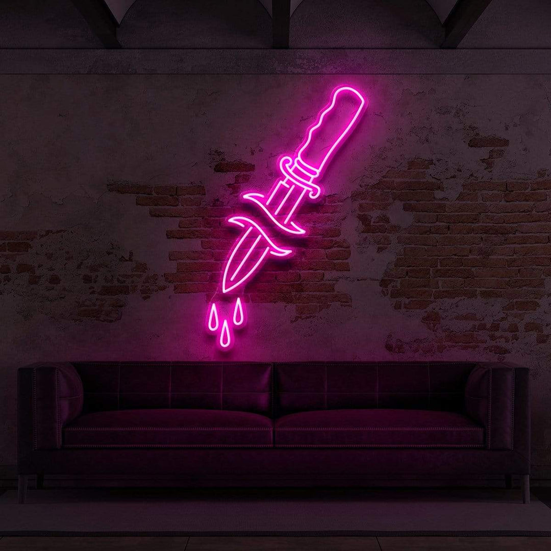 "Dripping Dagger" Neon Sign for Tattoo Parlours