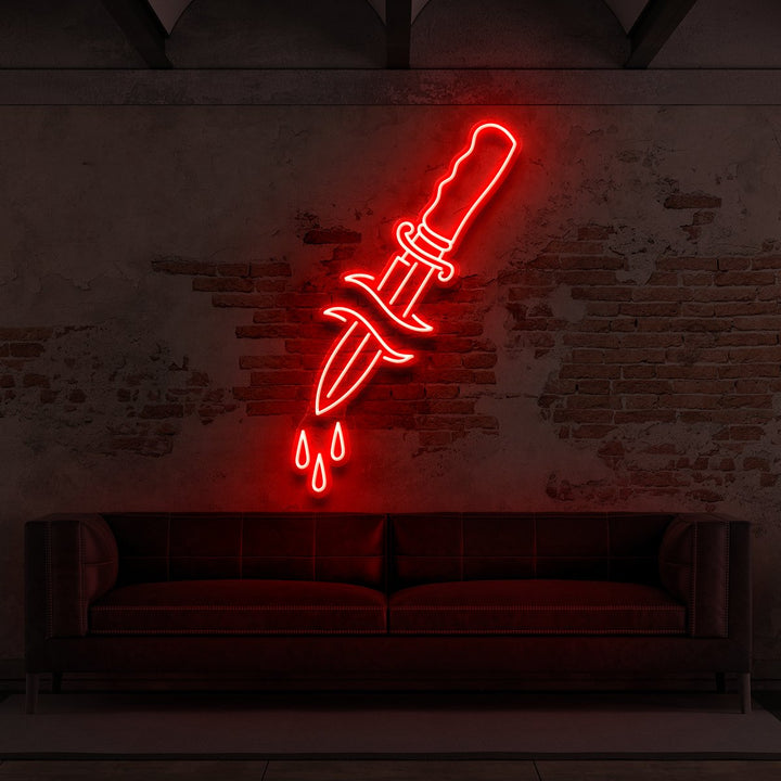 "Dripping Dagger" Neon Sign for Tattoo Parlours