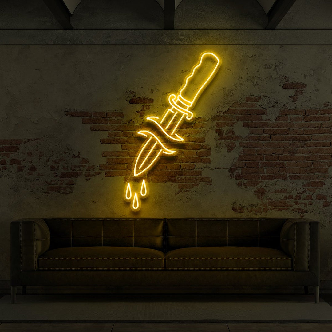 "Dripping Dagger" Neon Sign for Tattoo Parlours