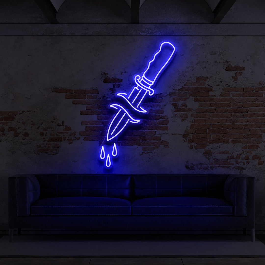 "Dripping Dagger" Neon Sign for Tattoo Parlours