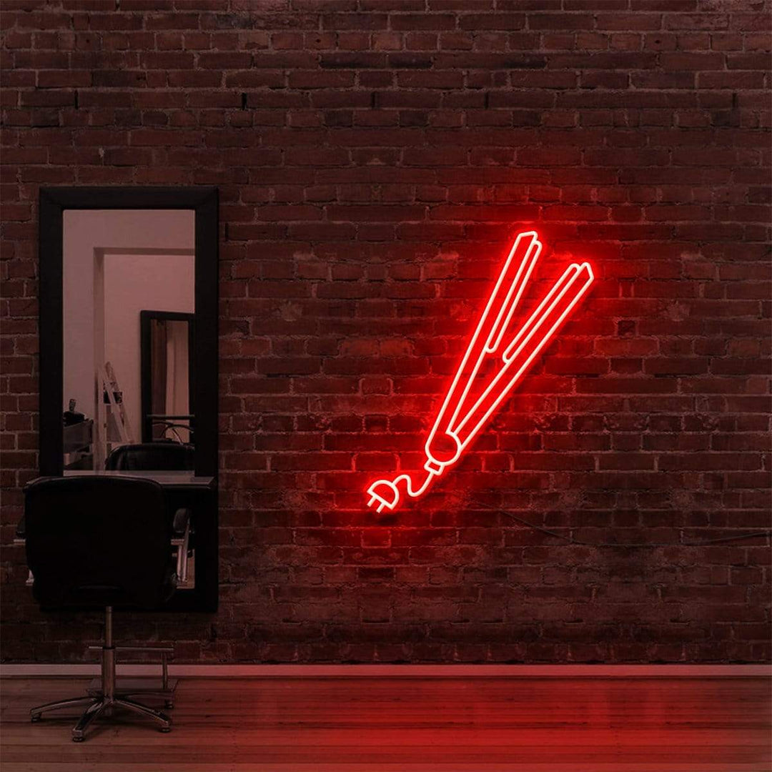 "Hair Straightener" Neon Sign for Hair Salons & Barbershops