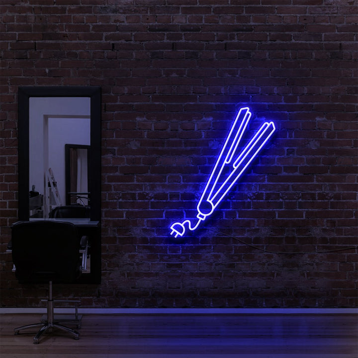 "Hair Straightener" Neon Sign for Hair Salons & Barbershops