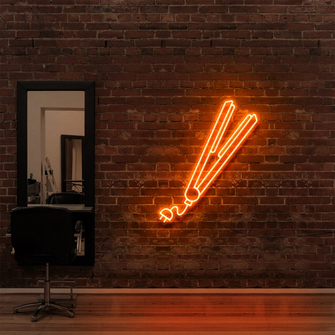 "Hair Straightener" Neon Sign for Hair Salons & Barbershops