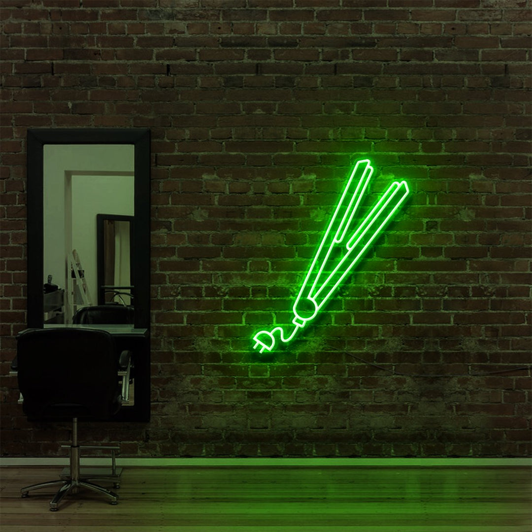 "Hair Straightener" Neon Sign for Hair Salons & Barbershops