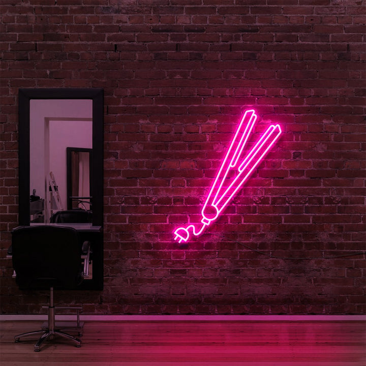 "Hair Straightener" Neon Sign for Hair Salons & Barbershops