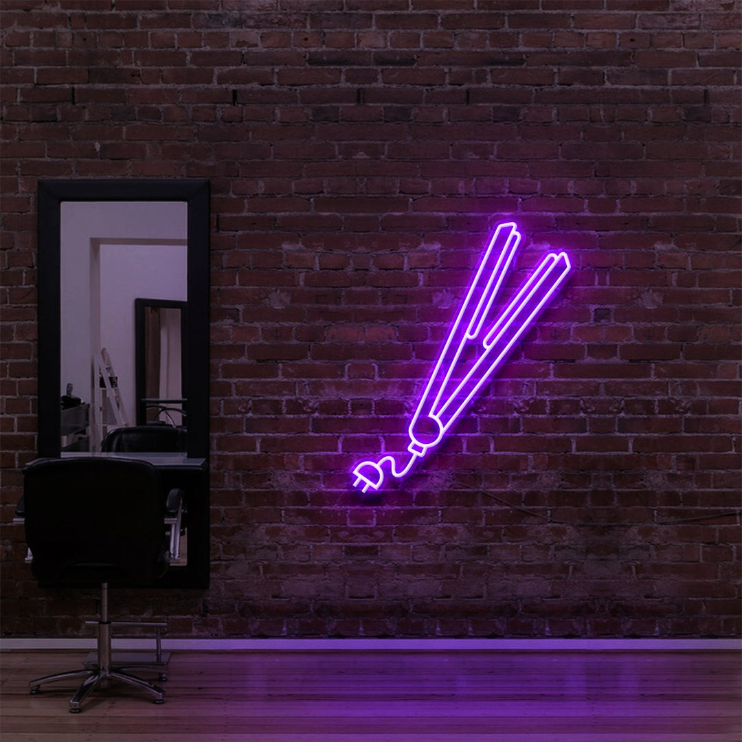 "Hair Straightener" Neon Sign for Hair Salons & Barbershops