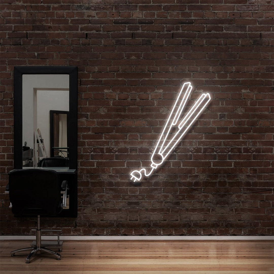 "Hair Straightener" Neon Sign for Hair Salons & Barbershops