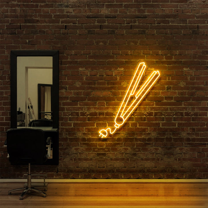 "Hair Straightener" Neon Sign for Hair Salons & Barbershops