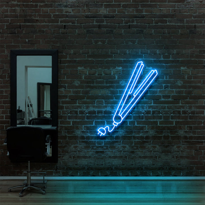 "Hair Straightener" Neon Sign for Hair Salons & Barbershops