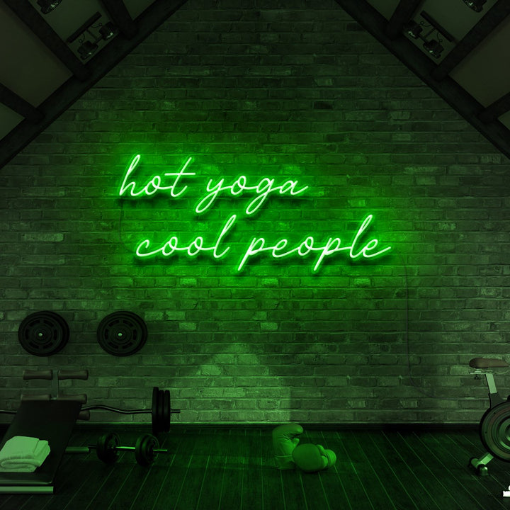 "Hot Yoga Cool People" Neon Sign for Gyms & Fitness Studios