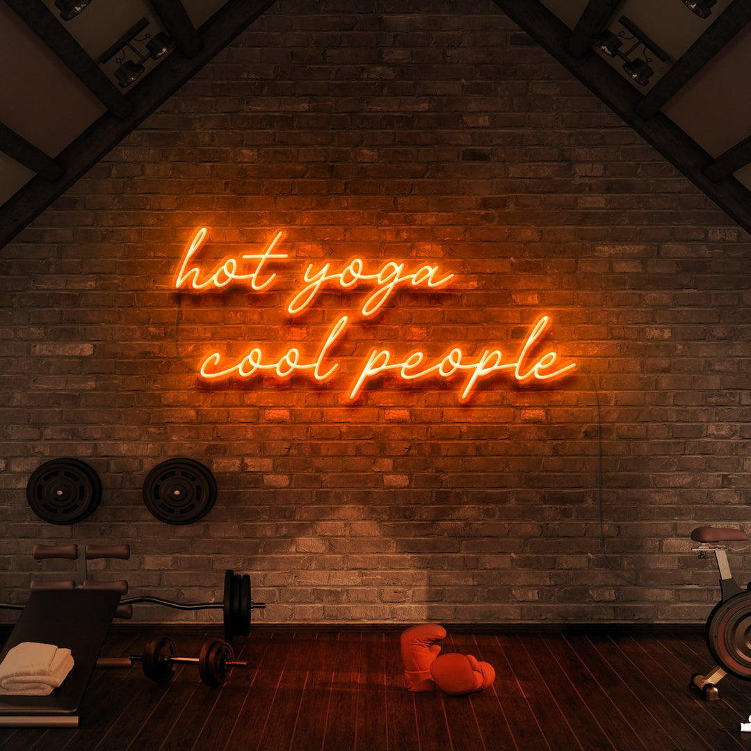 "Hot Yoga Cool People" Neon Sign for Gyms & Fitness Studios