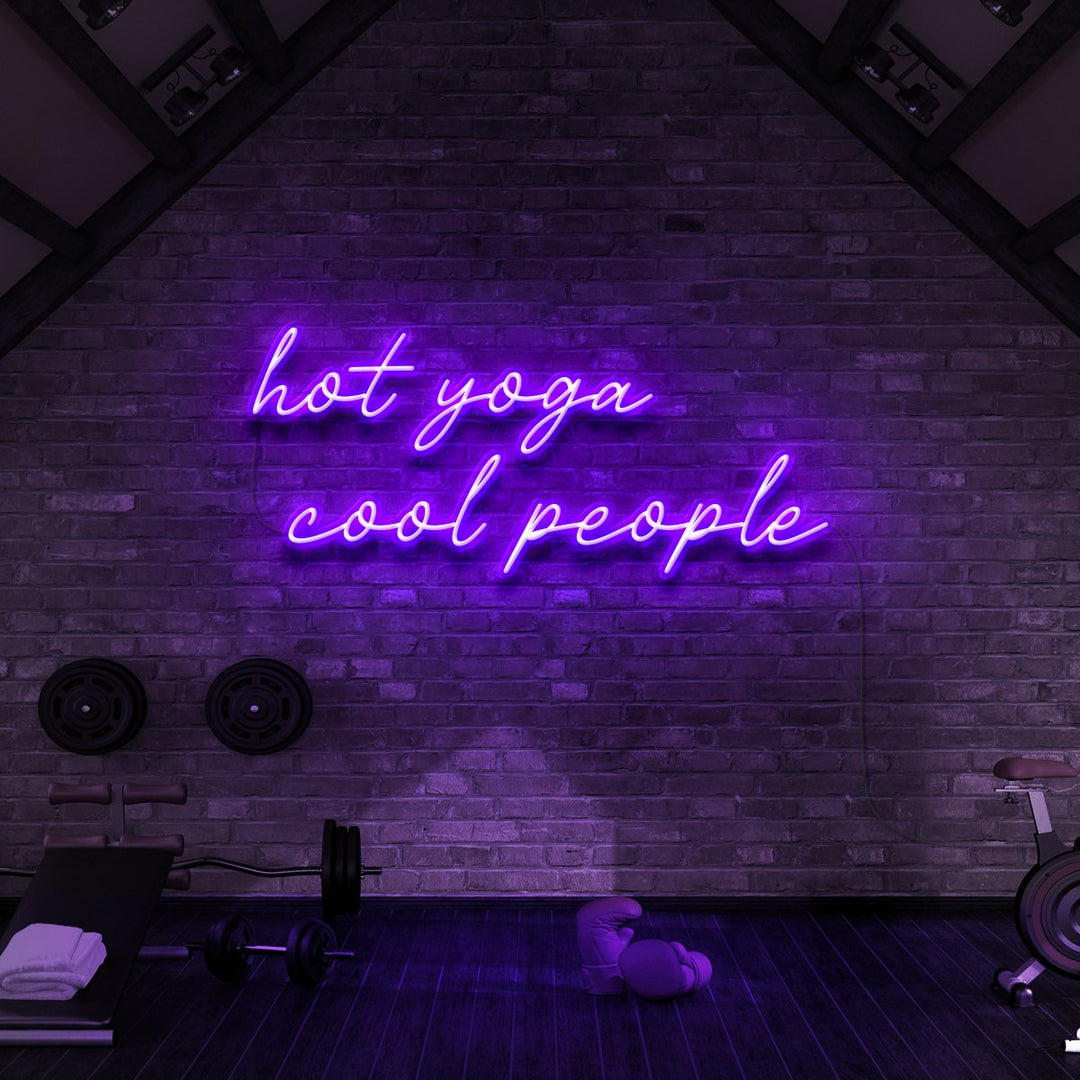 "Hot Yoga Cool People" Neon Sign for Gyms & Fitness Studios