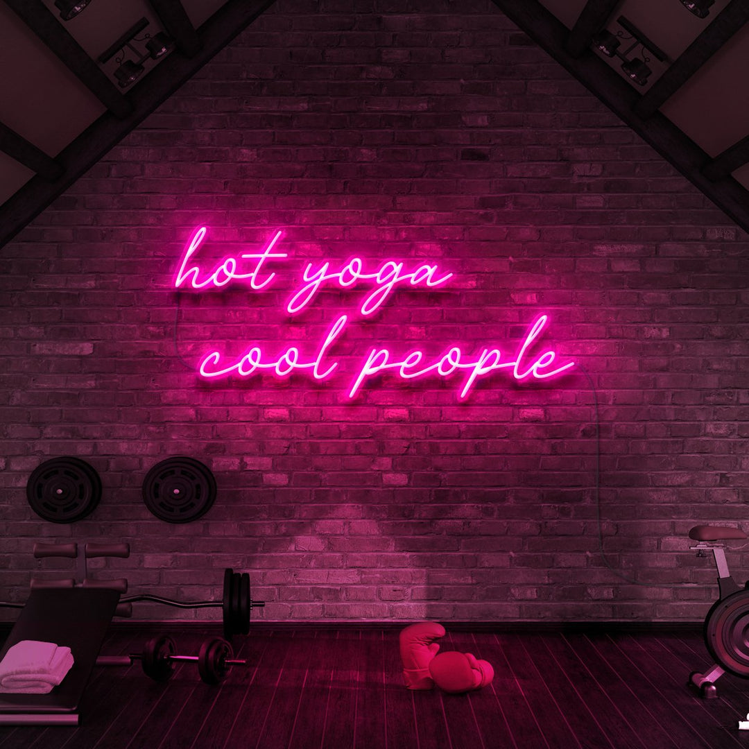 "Hot Yoga Cool People" Neon Sign for Gyms & Fitness Studios