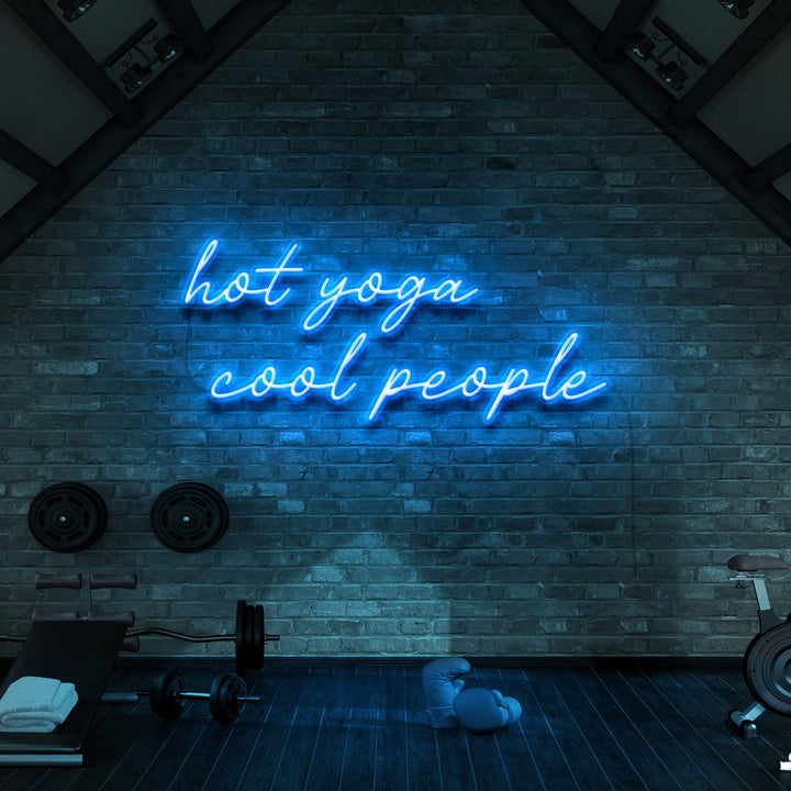 "Hot Yoga Cool People" Neon Sign for Gyms & Fitness Studios