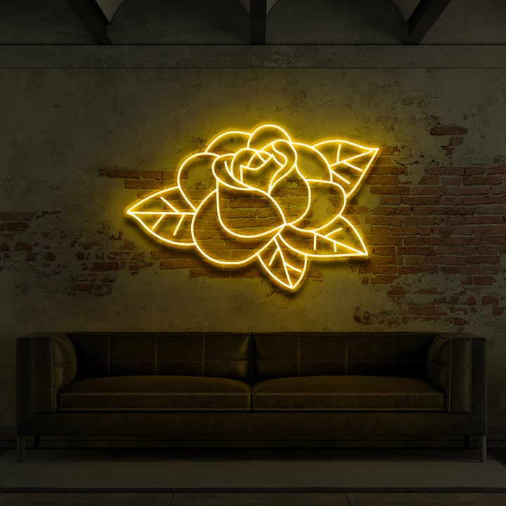 "Old School Rose" Neon Sign for Tattoo Parlours