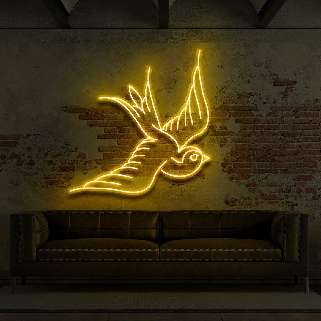 "Swallow" Neon Sign for Tattoo Parlours