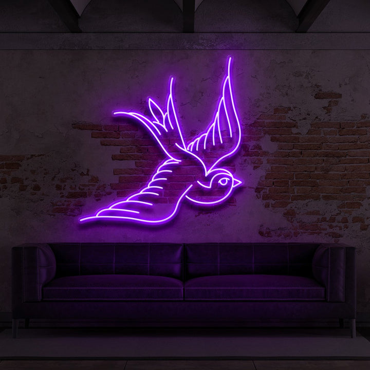 "Swallow" Neon Sign for Tattoo Parlours