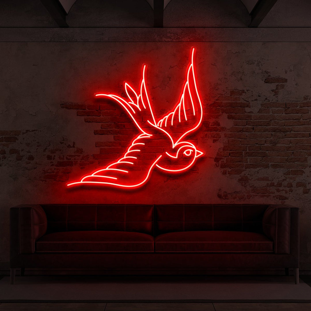 "Swallow" Neon Sign for Tattoo Parlours