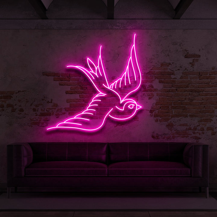 "Swallow" Neon Sign for Tattoo Parlours