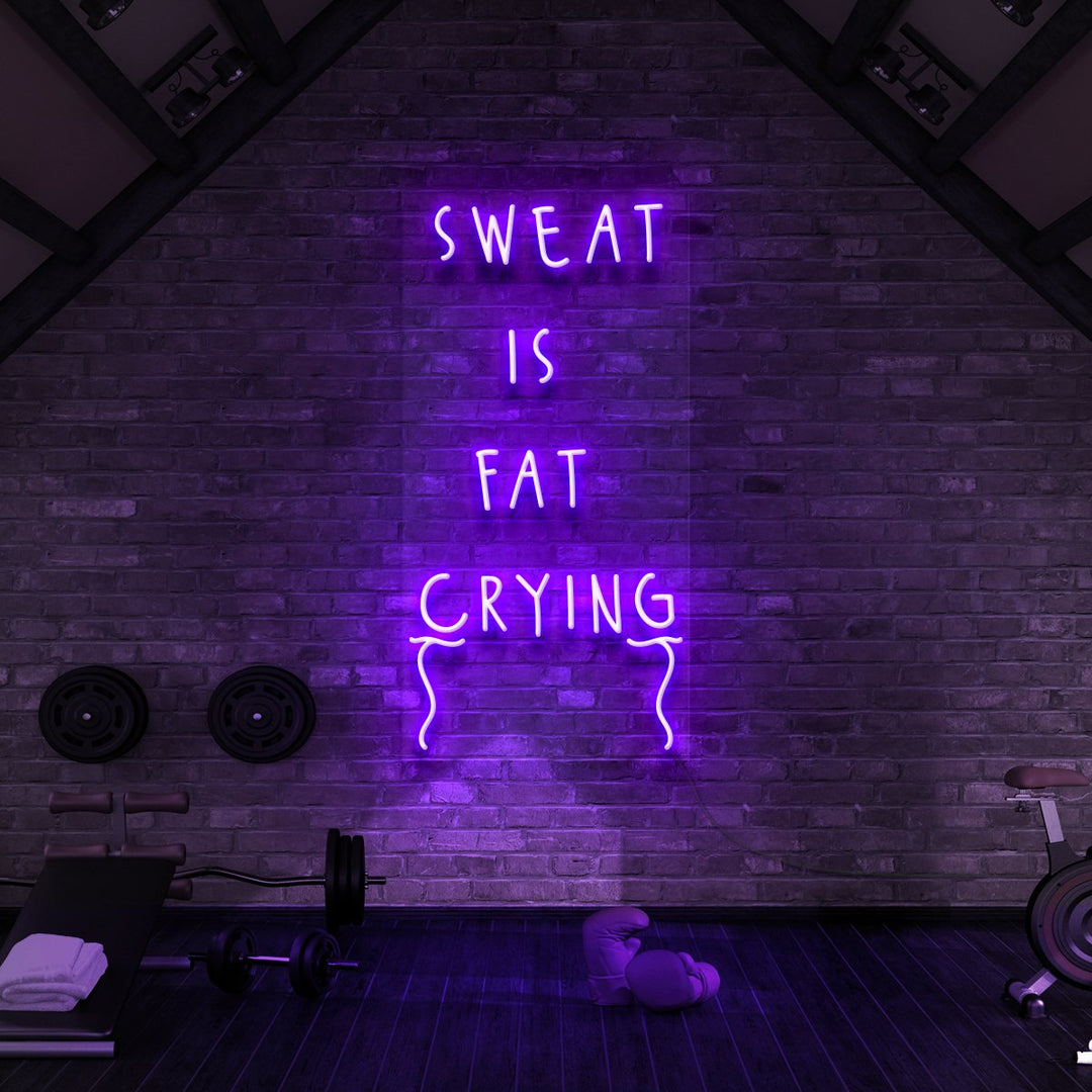 "Sweat is Fat Crying" Neon Sign for Gyms & Fitness Studios