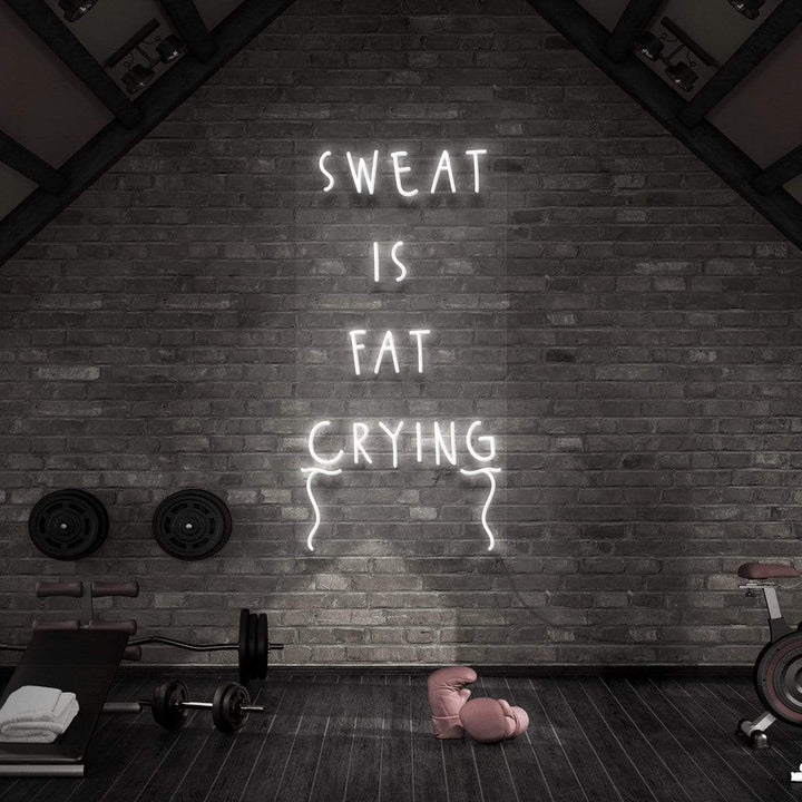 "Sweat is Fat Crying" Neon Sign for Gyms & Fitness Studios