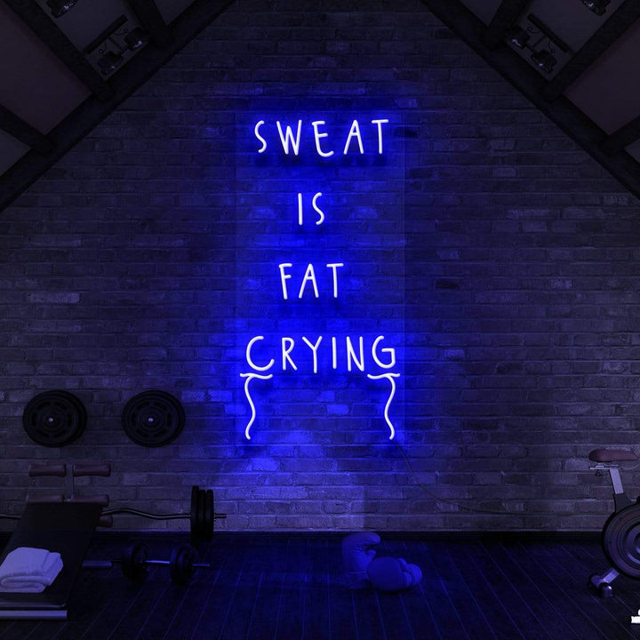 "Sweat is Fat Crying" Neon Sign for Gyms & Fitness Studios