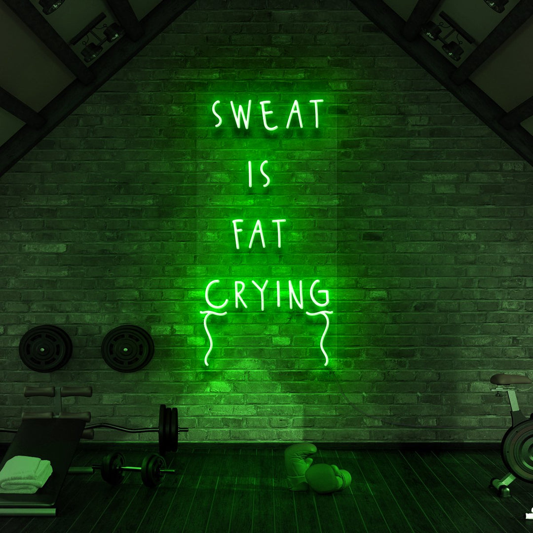 "Sweat is Fat Crying" Neon Sign for Gyms & Fitness Studios