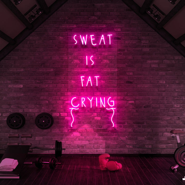 "Sweat is Fat Crying" Neon Sign for Gyms & Fitness Studios