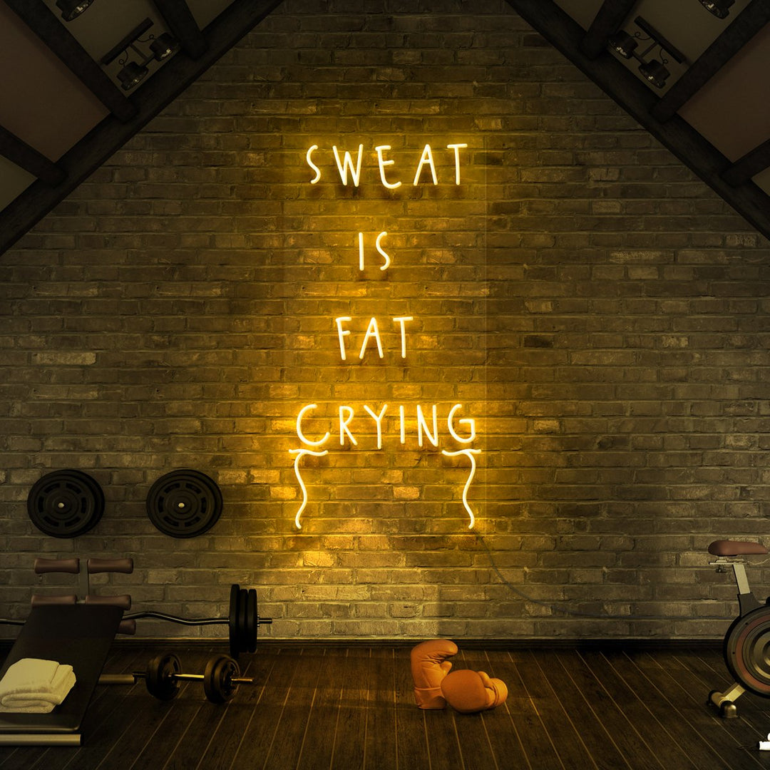 "Sweat is Fat Crying" Neon Sign for Gyms & Fitness Studios