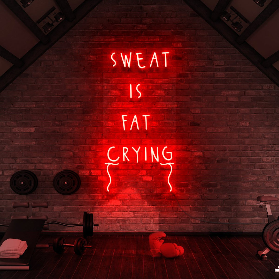 "Sweat is Fat Crying" Neon Sign for Gyms & Fitness Studios