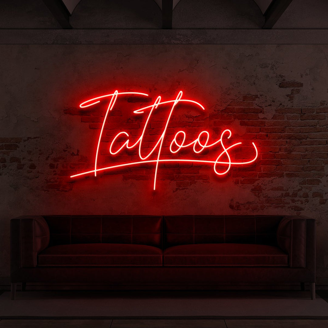 "Tattoos Cursive" Neon Sign for Tattoo Parlours